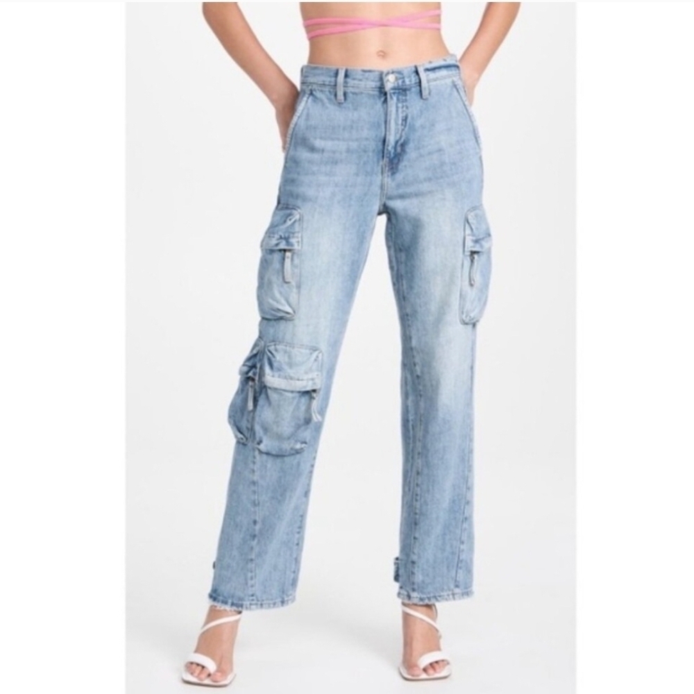 Pistola Bobbie Blue Cargo Utility Mid-Rise Straight Leg Jeans Size 26